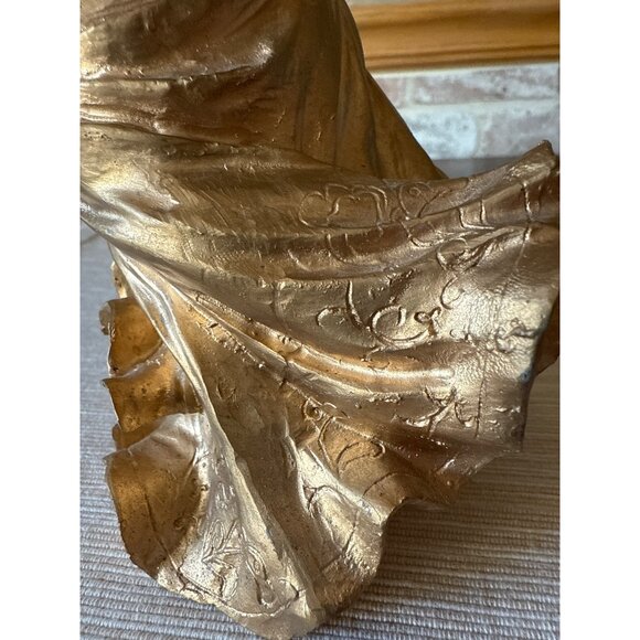 Vintage Gold Angel Figurine Playing Lute – Resin Holiday Decor, Musical Angel - Picture 9 of 16